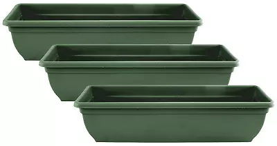 £14.99 • Buy 3 X 60cm Trough Plant Pot Long Plastic Planter Outdoor Garden Herb Flower Box