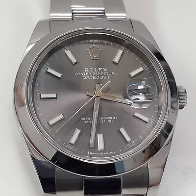 Rolex Datejust II 41 Mm Rhodium Grey Oyster Steel Automatic Watch 126300 • $8700