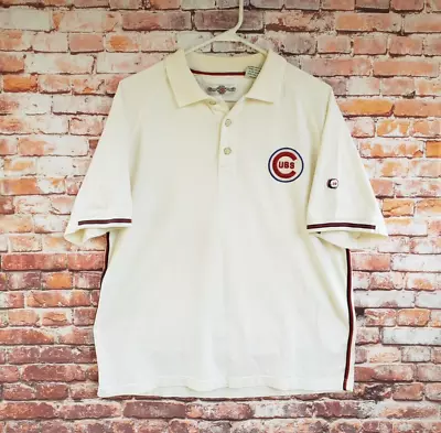 Chicago Cubs Moonlight Graham Light Cream Polo Shirt Men's Large L • $3.24