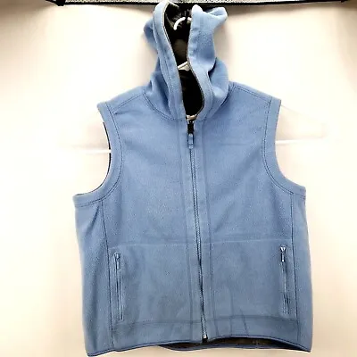 Eddie Bauer Men's Hoodie Vest No Size Tag Full Zip Light Blue Fleece Zip Pockets • $21.65