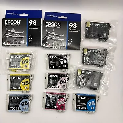 Lot Of 12 Epson Printing Ink Cartridges Multi Colors 98 TO981 982 984 985 986 • $0.99