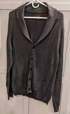 Tasso Elba Men's Size Medium Gray Shawl Collar Cardigan Sweater With Pockets  • $29.99