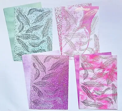 8 X A4 Kanban 'Feathers' Foiled & Printed Card - Variety Pack - 22p Each (700) • £1.76