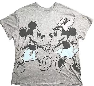 Disney Mickey And Minnie Mouse T-Shirt Gray Big Logo Women Size L • $17