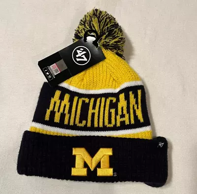 New Michigan Wolverines '47 Brand Winter Embroidered Pom Cuffed Knit Hat • $19.95