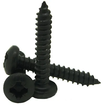 No 4 6 8 10 12 14 POZI PAN HEAD SELF TAPPING SCREWS SELF TAPPERS BLACK 10 PACK • £2.82