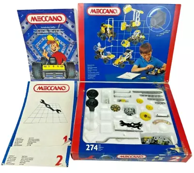 Vintage MECCANO Building Toy Set Original Box + 2 Manuals *Incomplete • $60