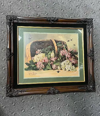 Paul De Longpre  1899 Basket Of Lilacs With Bees Chromolithograph Print • $149.99