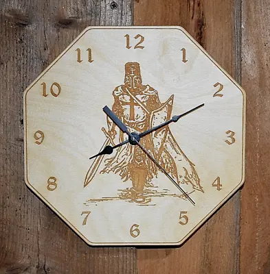 Masonic  Knights Templar  10  Wall Clock - Wood - Laser Crafted Gift      • $59.95