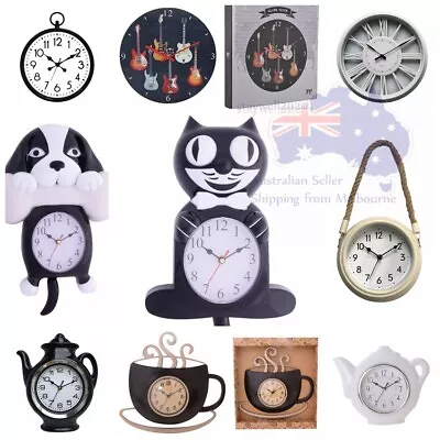 LADY TIE BLack Cat Clock / Dog /Coffee Tea Pot Guitar New Wall Clock 26-40cm  • $29.99