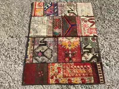 Patchwork Area Rug Vintage Rug Vintage Rugs Rug For Bedroom Wool Rugs • $159.20