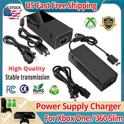 Power Supply For Xbox One/360 Slim AC Cord Replacement Power Brick Adapter Cord • $16.94