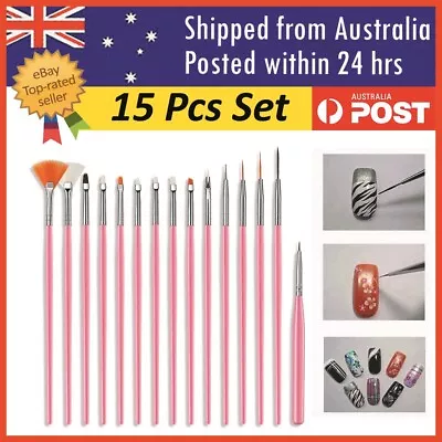 Nail Art Design Brushes Dotting Pen Tool Set Painting UV Gel Drawing Brush 15pcs • $5.99