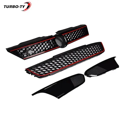 $107.50 • Buy For 2011-2014 VW Jetta MK6 TDI Style Front Upper Lower Grille Red Trim&Bezels