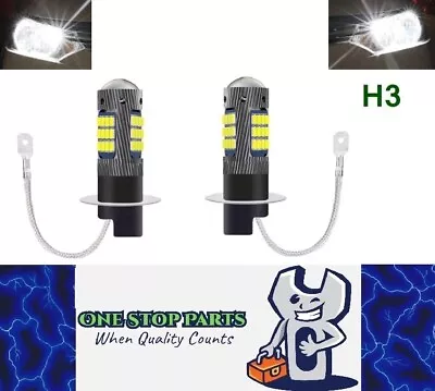 2 X H3 LED SMD Super Bright White Fog Light Globes 12v And 24v 10-30v (Pair) • $25.26