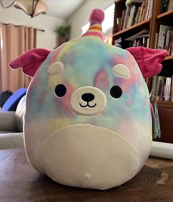 Squishmallows 12 Inch Delenne Tie Dye Plush Dog With Party Hat NWT SHIPS FREE • $27.97