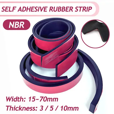 Solid Rubber Strip Black Self Adhesive Backed Roll  NBR Anti Oil Seals Gasket  • £140.22
