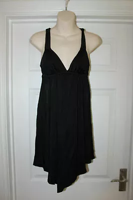 Miss Selfridge Dress Size 8 Petite Evening Party Black Gold Stretchy Oversized • $22.38