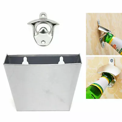 Silver Stainless Steel Wall Mount Beer Soda Bottle Opener W/ Mounting Screws • $9.50