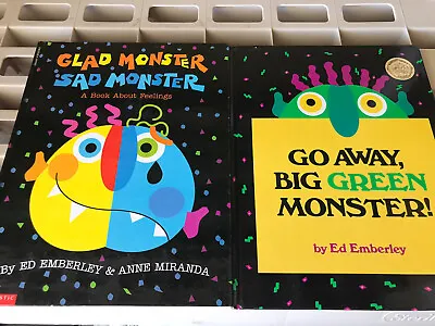 Ed Emberley Lot Of 2 Go Away Big Green Monster; Glad Monster Sad Monster • $14