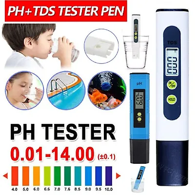 PH TDS Meter Digital Tester Pen Aquarium Pool SPA Water Quality Monitor Test Kit • $14.99