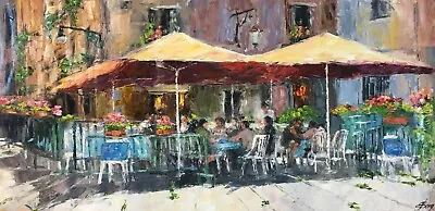 Noon Cafe By Elena Bond Original Mixed Media On Canvas COA UNFRAMED • $3200