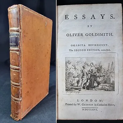£165 • Buy 1766 [Cancel Title] Essays By Oliver Goldsmith Full Calf SCARCE W. Griffin