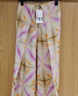 Zara Printed Wrap TrousersZara Print Silk Blend Trousers Tie Dye Pareo Trousers • £69.99