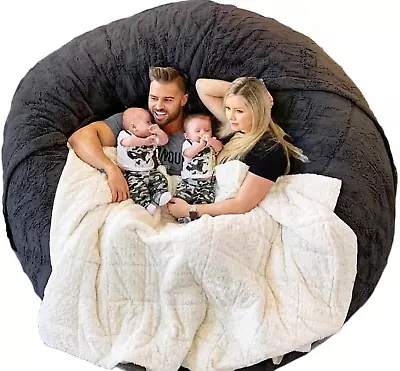 4FT Giant Fur Bean Bag Chair Cover Ultra Soft Bean Bag Bed For Adults (No Fille • £52.18