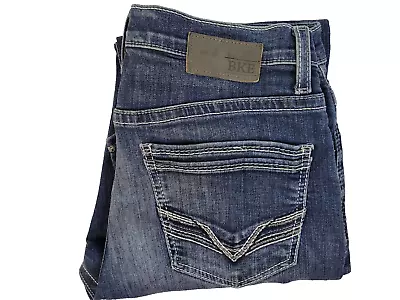 BKE Tyler Straight Leg Jeans Mens 32 X 31 Blue Denim Embroidered Western • $24.99