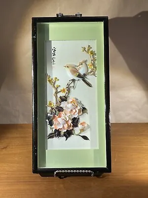 Vintage Asian Sea Shell Art Birds On A Branch/ Flowers • $51