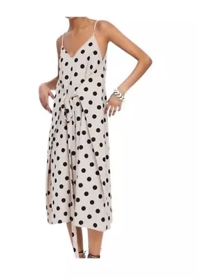 Zara Polka Beige With Black Dot Midi Wrap Dress Size Medium (Nerver Worn) • $29.99