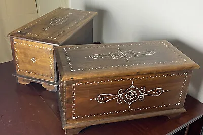 Pair Of Vintage Middle Eastern  Small Trunks/Chests- Mother Of Pearl Inlay • $157.87