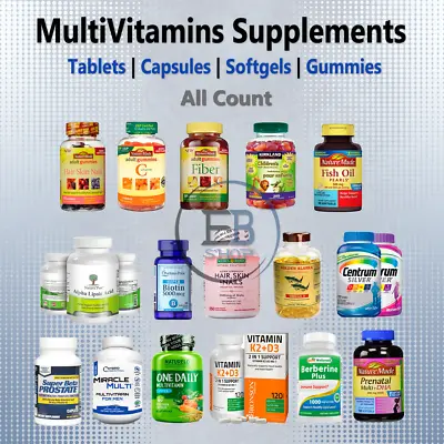 $29.99 • Buy Multivitamin Adult Vitamin A B C D E Fish Oil/Ge/Tablet/Capsule/Gummies Size Lot