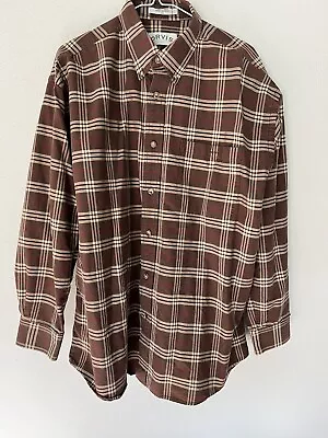 Orvis Mens XL  Brown 100% Linen Shirt Button Up Long Sleeve Signature Collection • $28
