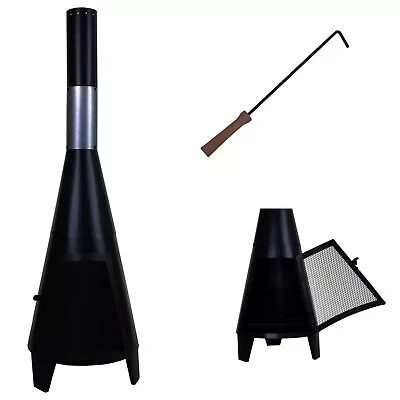 Outdoor Chimenea Steel Garden Patio Heater Wood Log Burner Large Fire Pit 124cm • £29.99