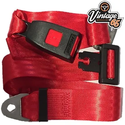 Vintage Warehouse Classic Red Front Rear Static 2 Point Seat Lap Safety Belt • $223.56