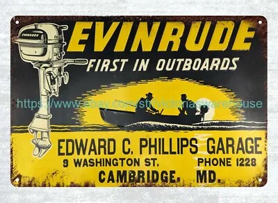 Wall Art Evinrude Outboards Boating Fishing Marina Motors Metal Tin Sign • £17.93