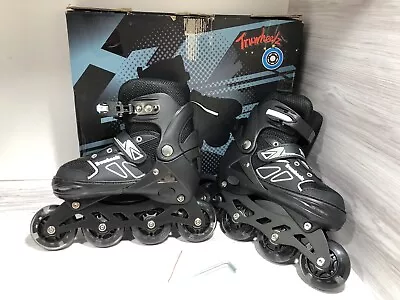 Truwheelz Inline Roller Skates For Medium Size | Adjustable & Light Up. Black • $44.99