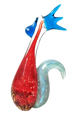 Vintage ART Glass ROOSTER Figurine HAND BLOWN Murano Style CHICKEN Sculpture MCM • $35
