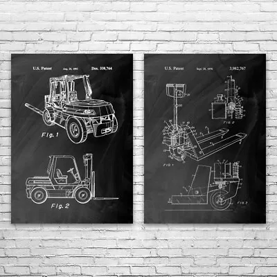 Warehouse Patent Prints Set Of 2 Forklift Driver Gift Warehouse Worker Wall Art • $23.95