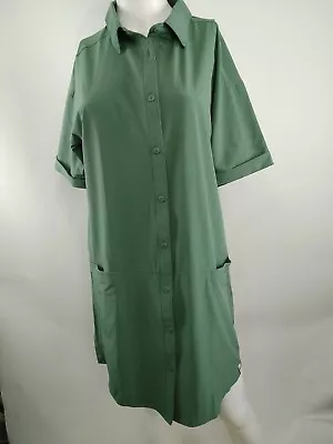 Smartwool Women Merino Sport Shirt Dress Sage Medium 00735-364 • $49