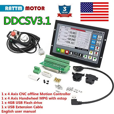 「USA」 4 Axis CNC Controller Motion Offline Stand Alone DDCSV3.1 W/ Handwheel MPG • $275