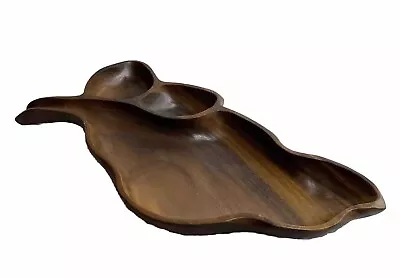 Wood Leaf-Shaped Divided Serving Bowl 21  ?Monkey Pod? • $26.99