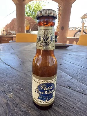 Pabst Blue Ribbon Mid-Century Mini Beer Bottle & Cap Vintage EMPTY • $9.99