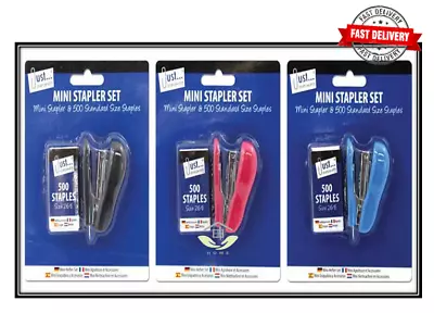 Mini Colourful Stapler Set With 500 Standard Staples Office Home School Backpack • £5.99