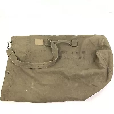 Vintage French Army Military ?? Olive Drab Duffle Bag Soldier Issued #8308 • $65.09