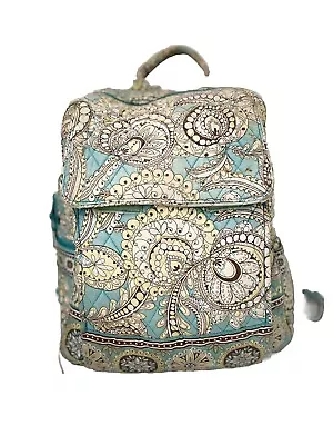 Vera Bradley Women's Backpack Peacock Turquoise Green Paisley Cotton Quilted Bag • $17