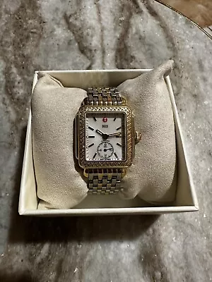 Michele Deco 16 Mid Two Tone Silver Gold Diamond Watch MW06V01C5025 • $950