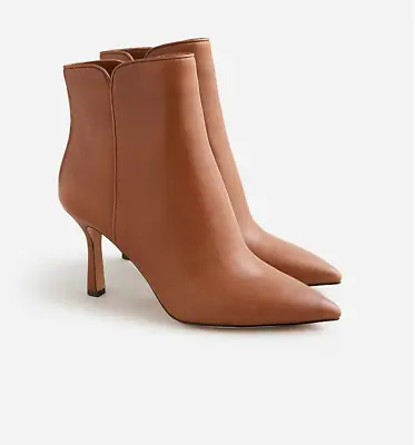 J.Crew $228 Pointed Toe Ankle Boots In Leather Deep Caramel Size 9 BT913 • $120